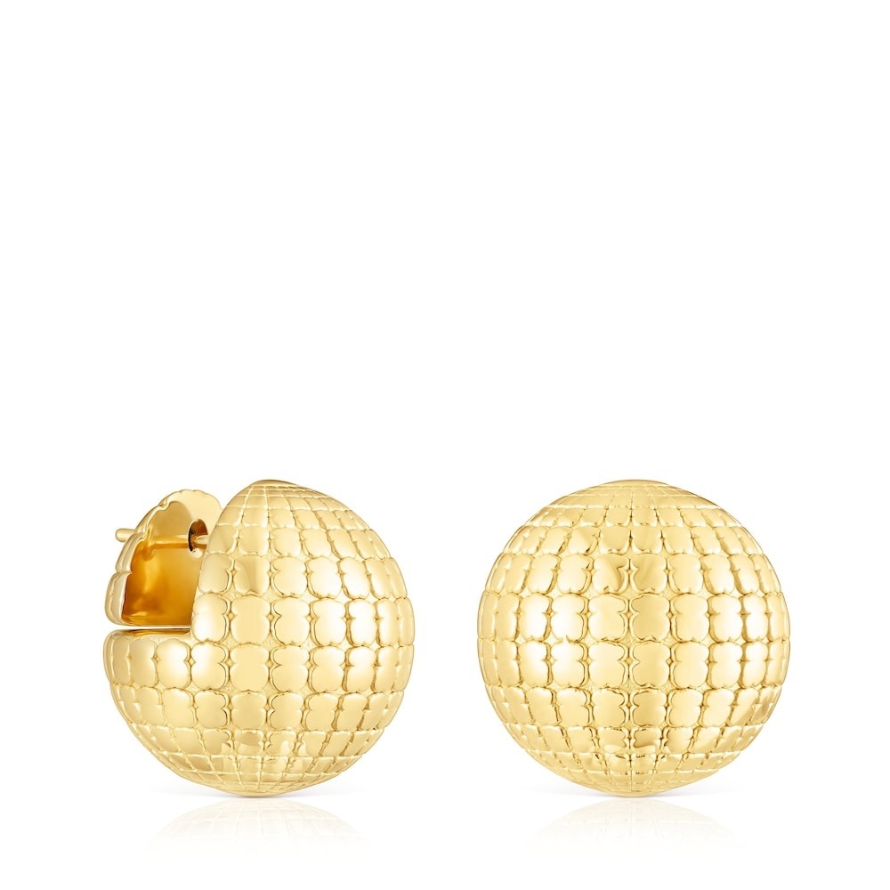 Tous SILVER VERMEIL ST TROPEZ DISCO BEAR BALL EARRINGS 20 MM